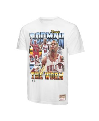 Men's Dennis Rodman White Chicago Bulls Hardwood Classics Commemorative Player Collage T-Shirt