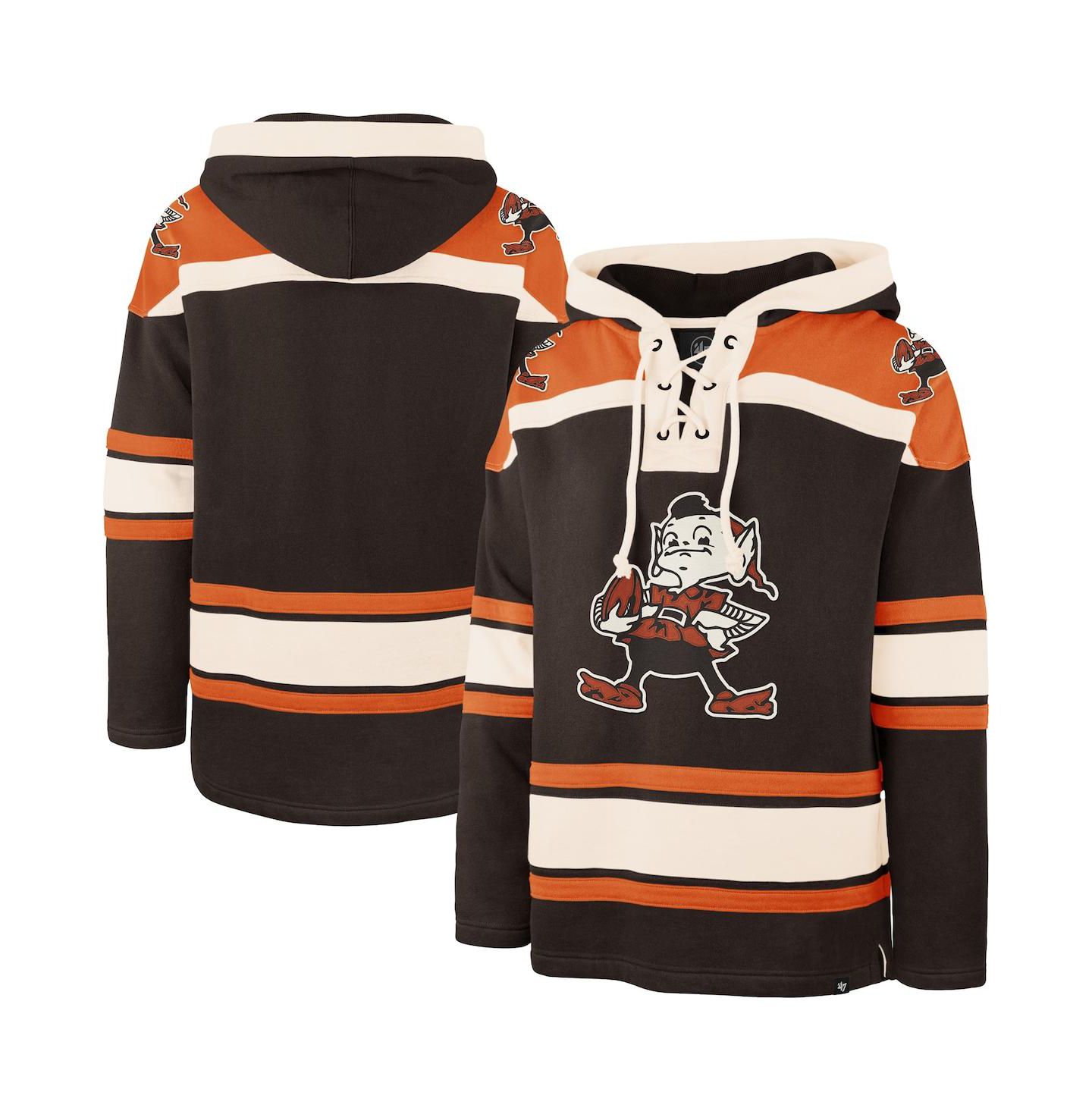 Мужское худи '47 Brand Brown Cleveland Browns Throwback Superior Lacer — фото 1