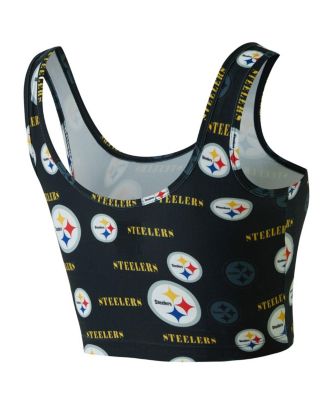Women's Black Pittsburgh Steelers Mosaic Allover Print Bralette
