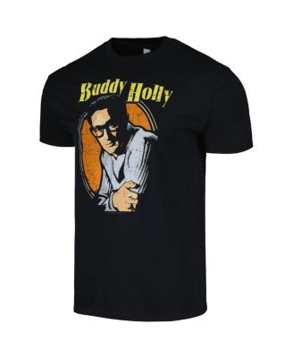 Men's and Women's Black Buddy Holly Portrait T-Shirt