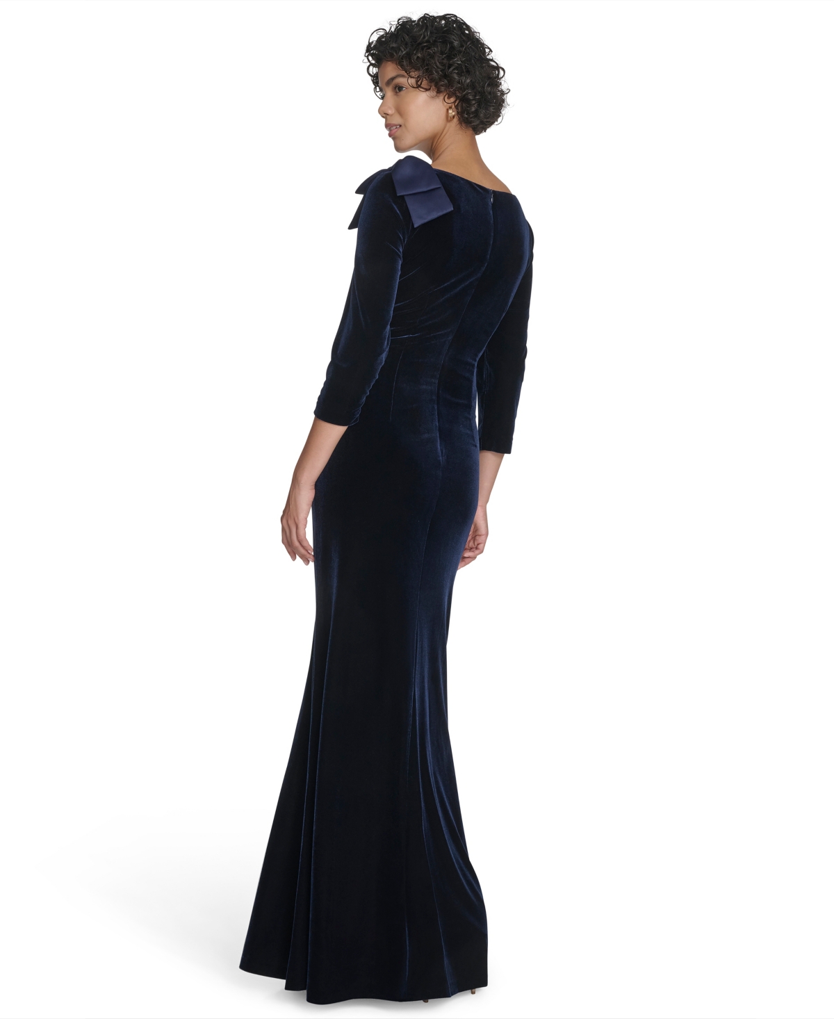 Jessica Howard Women's Elbow Sleeve Asymmetric Neck Gown In Blue