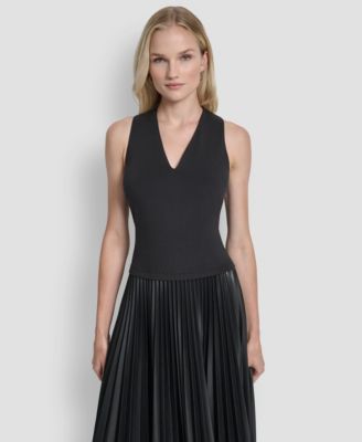 Women's Sleeveless V-Neck Fit & Flare Dress