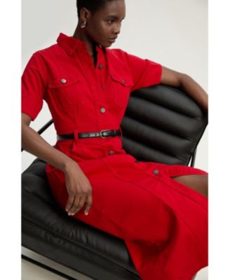 Women's Denim Short Sleeve Shirt Dress