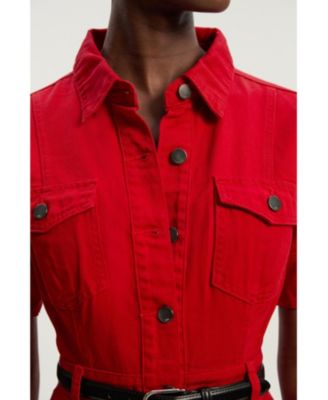 Women's Denim Short Sleeve Shirt Dress