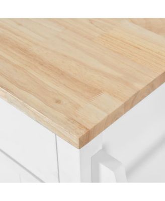 52" Rolling Kitchen Island with Drop Leaf, Sliding Barn Door & Adjustable Storage, Mobile Cart with Towel & Spice Rack-Maison Boucle