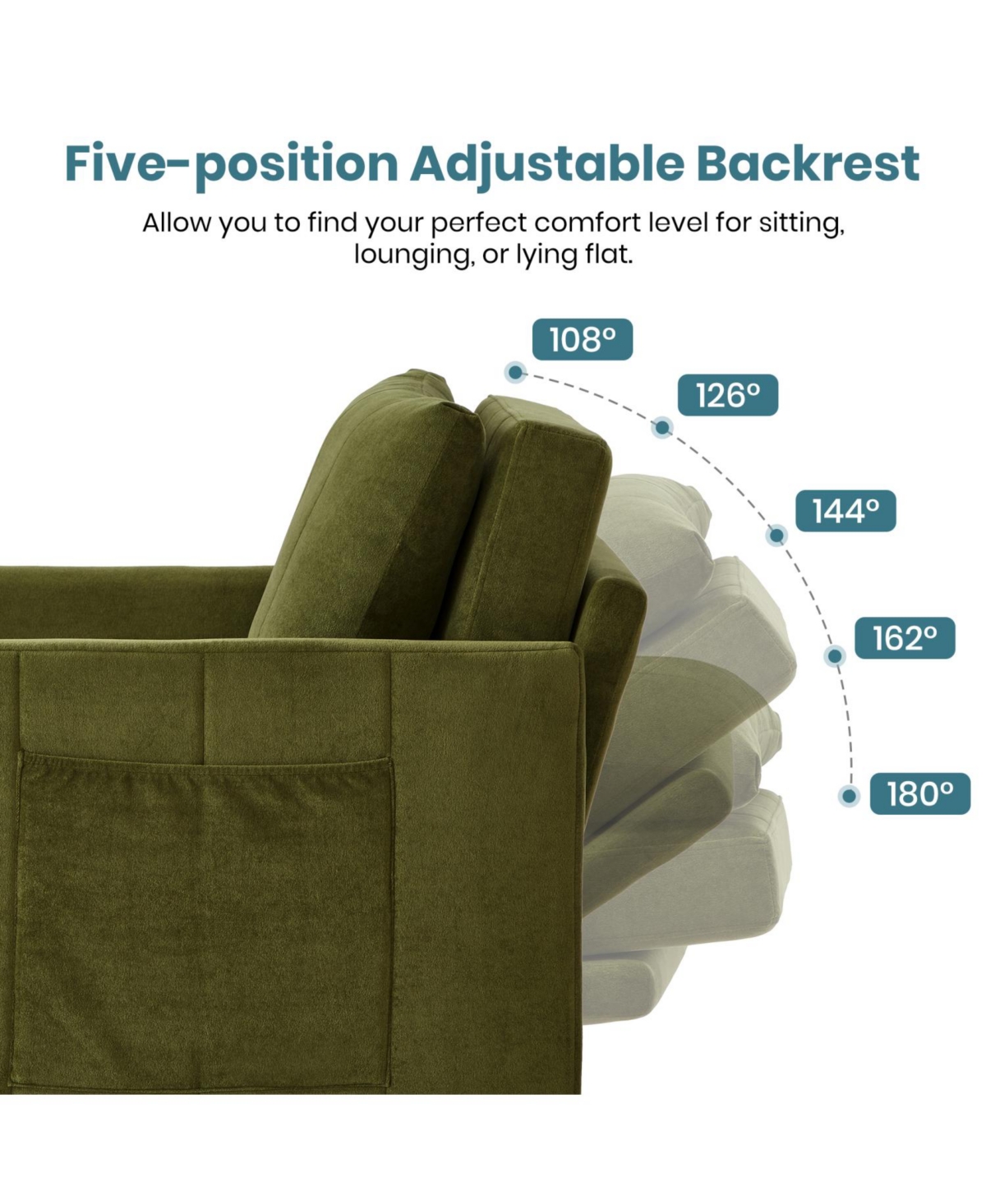 Streamdale Furniture Convertible Sleeper Sofa Bed with Adjustable Backrest