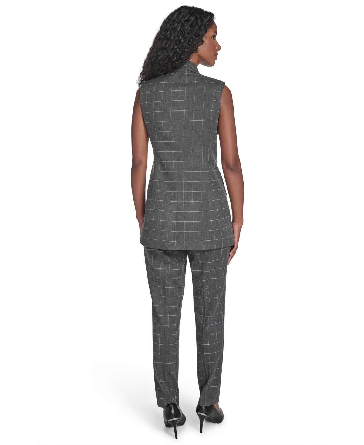 Calvin Klein Women's Windowpane Cuff Vest In Gray