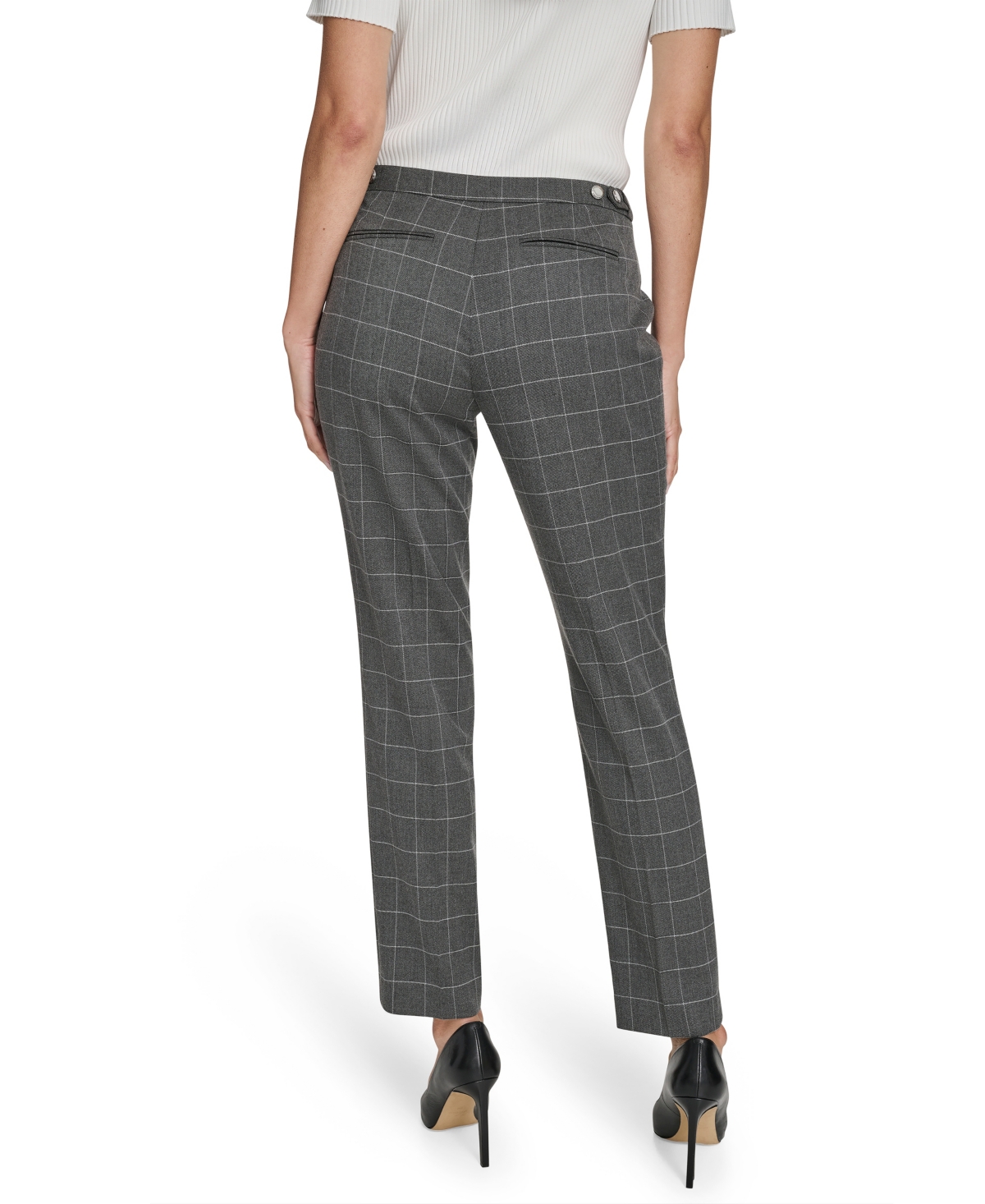 Calvin Klein Women's Windowpane Highline Pants In Gray