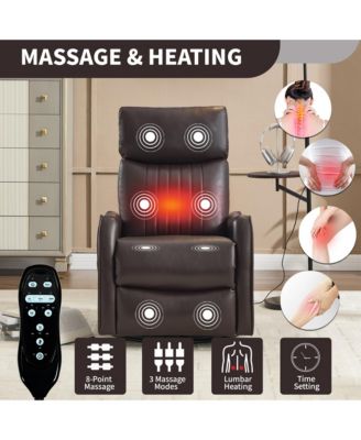Heat Massage Manual Recliner Chair with Rocker and Swivel in Fabric for Living Room