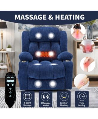 Power Lift Chair Recliner with 8-Point Vibration Massage and Lumbar Heating