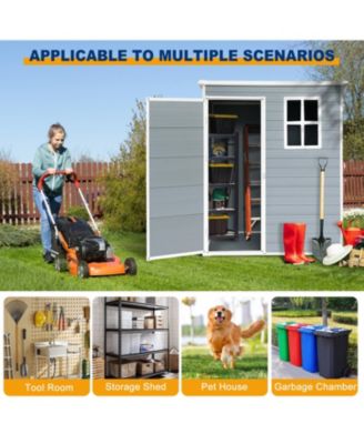 5x3 Resin Outdoor Storage Shed, Lockable Door, Grey