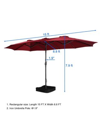 15 ft. Steel Patio Umbrella, with Base and Sandbags, Weather-Resistant,Tan