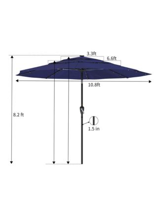 3-Tier Patio Umbrella with Led Lights 10ft Outdoor Patio Table Umbrella Large Umbrella Pool Umbrella For Deck, Pool, Garden, Patio