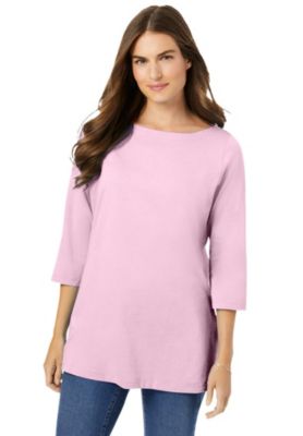 Plus Size Perfect Three-Quarter Sleeve Boatneck Tee