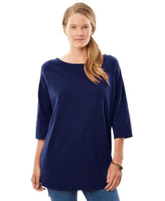 Plus Size Perfect Three-Quarter Sleeve Boatneck Tee