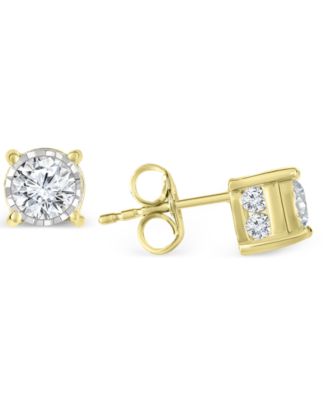 Trumiracle Diamond Stud Earrings 1 ct tw in 14k White Yellow or Rose Gold - Yellow Gold 836$
