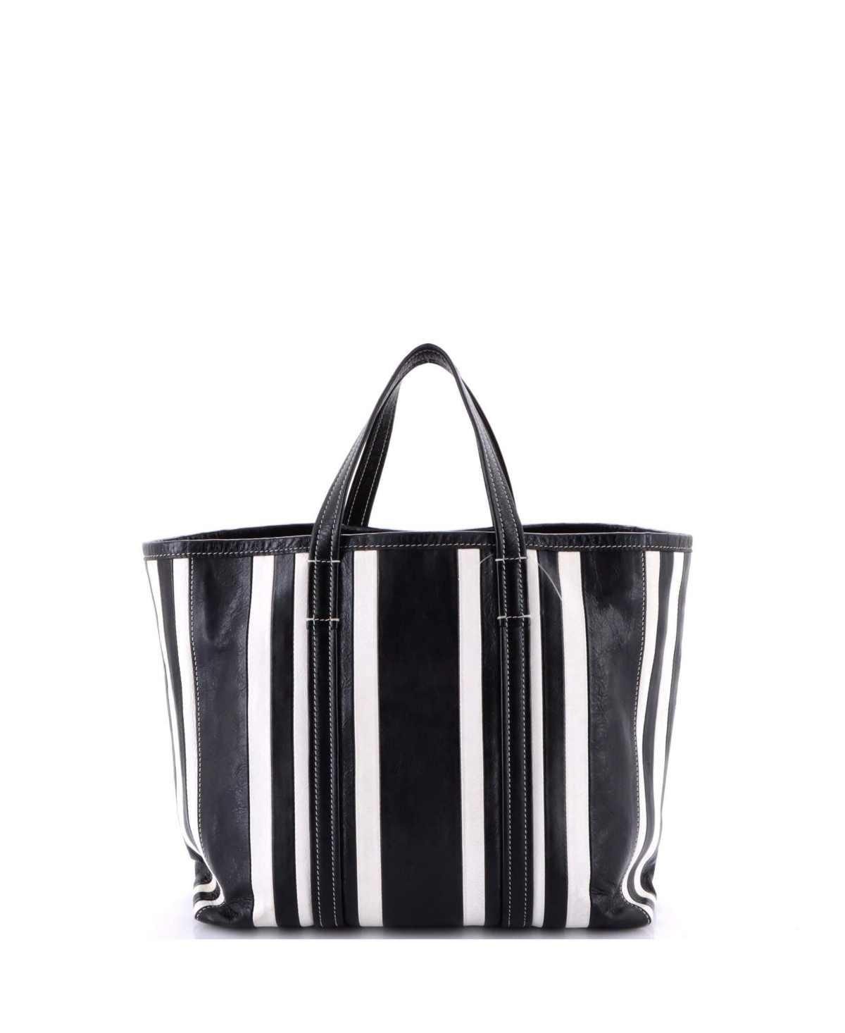 Pre-Owned Balenciaga Medium Barbes East West Shopper Tote Striped Leather