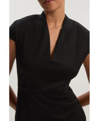 Women's Asymmetric Front Tailored Midi Dress