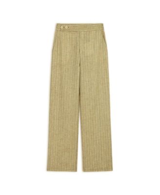 Women's Linen Striped High-Waist Pants