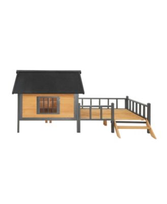 Large Wooden Cabin Dog Kennel with Porch