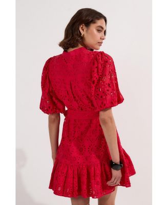 Women's Woven Tie Waist Mini Dress