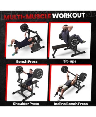Adjustable Chest Press Machine with Independent Converging Arms, Flat/Incline Weight Bench for Home Gym, AB Workout & Strength Training Equipment