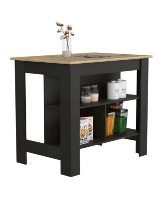 Cala Kitchen Island Black / Light Oak MDF