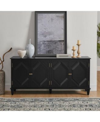 65.2" Mid Century Modern Storage Cabinet with Symmetrical Geometric Coffee Bar Wine Bar Storage Cabinet