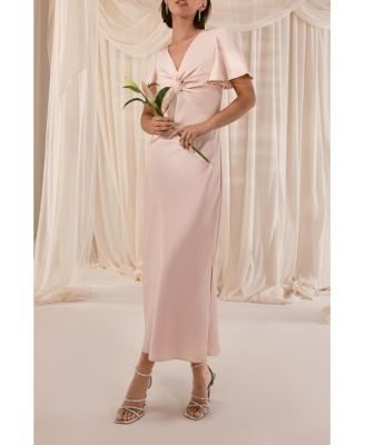Women's Satin Midi Bridesmaid Dress
