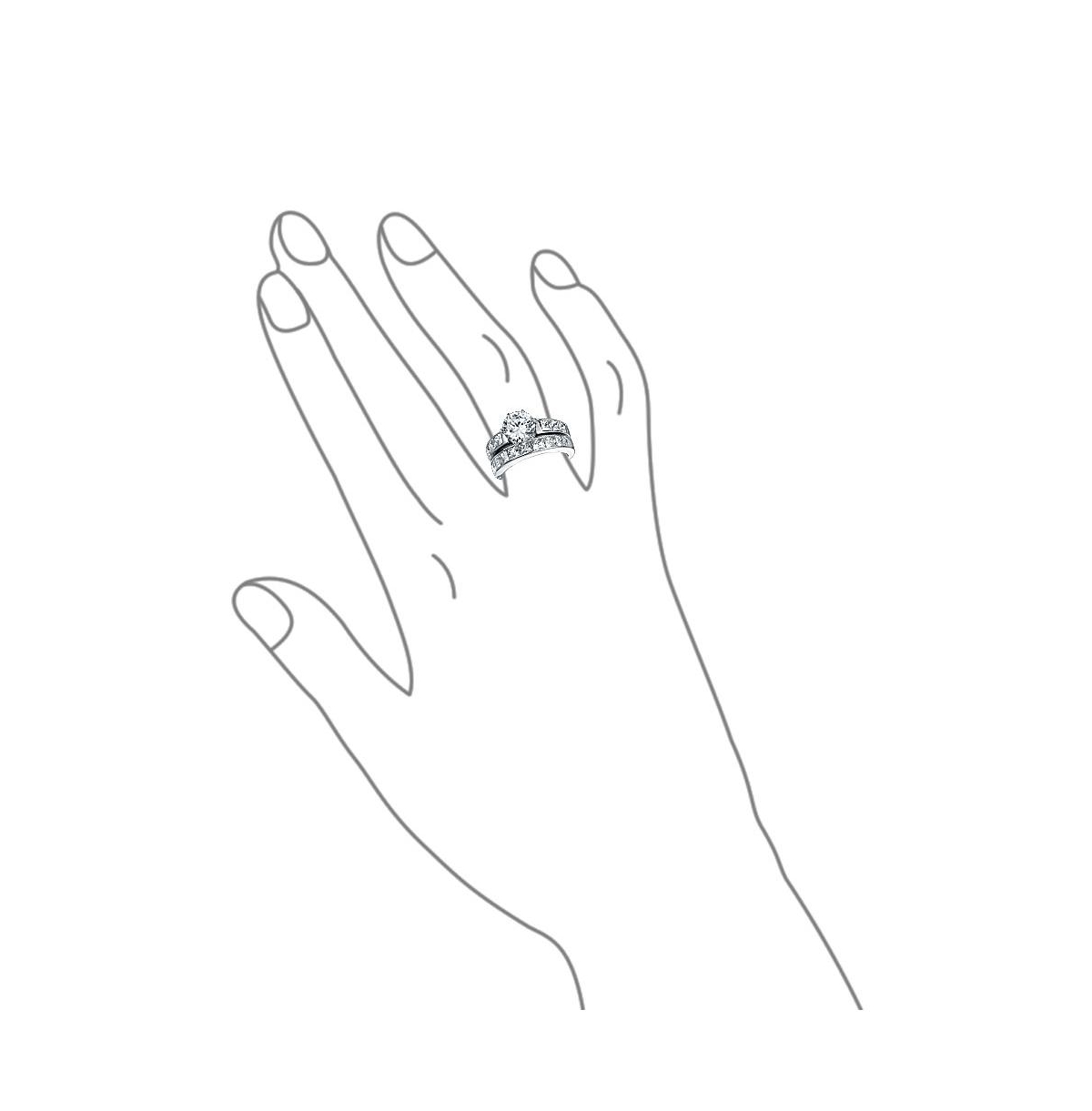 Bling Jewelry 3CT Classic Round Solitaire Cubic Zirconia With Cz Side Stone Princess Cut Band Promise Ring Set Sterling Silver