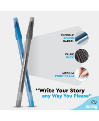 Pens Bulk Black Pens Blue Pens Ballpoint, Medium Point (1.0mm), Flexible Round Barrel 400 Count, 200 Black ink Pens & 200 Blue Ink Pens