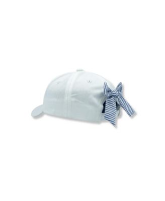 Girls’ American Flag Bow Baseball Hat in White