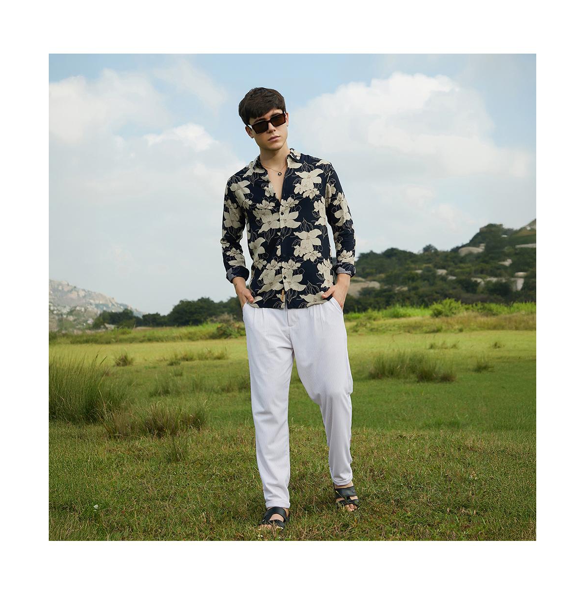 Campus Sutra Men's Botanical Imprint Shirt