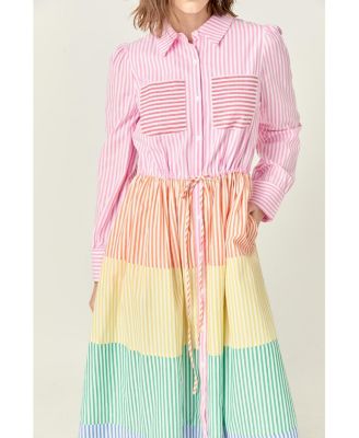 Women's COLORBLOCK SHIRT MIDI DRESS