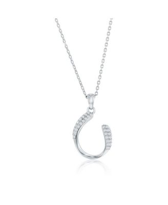 Sterling Silver, Curved Oval-Shaped CZ Necklace & Earrings Set