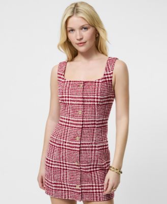 Women's Chequered Mini Sleeveless Dress