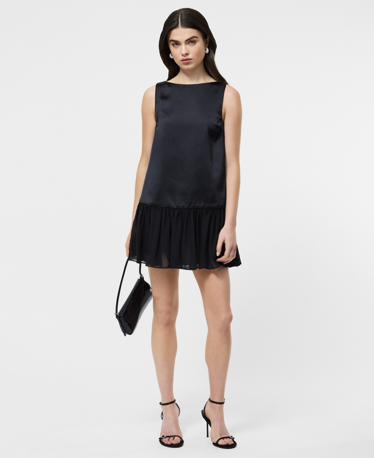 French Connection Marina Slinky Pleated Minidress In Black