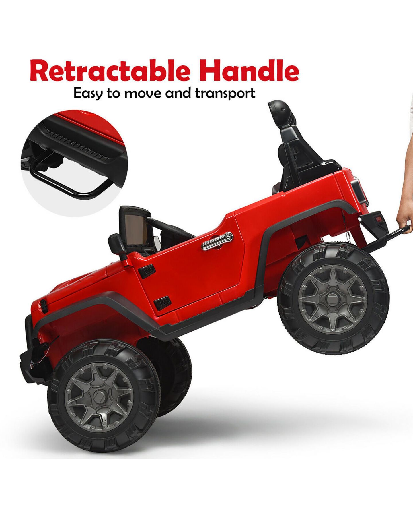 Детская игрушка Costway 12V Kids Ride On Truck with LED Lights and Bluetooth Remote Control, 66 lb. Capacity, 3–7 лет, цвет: Красный — фото 7
