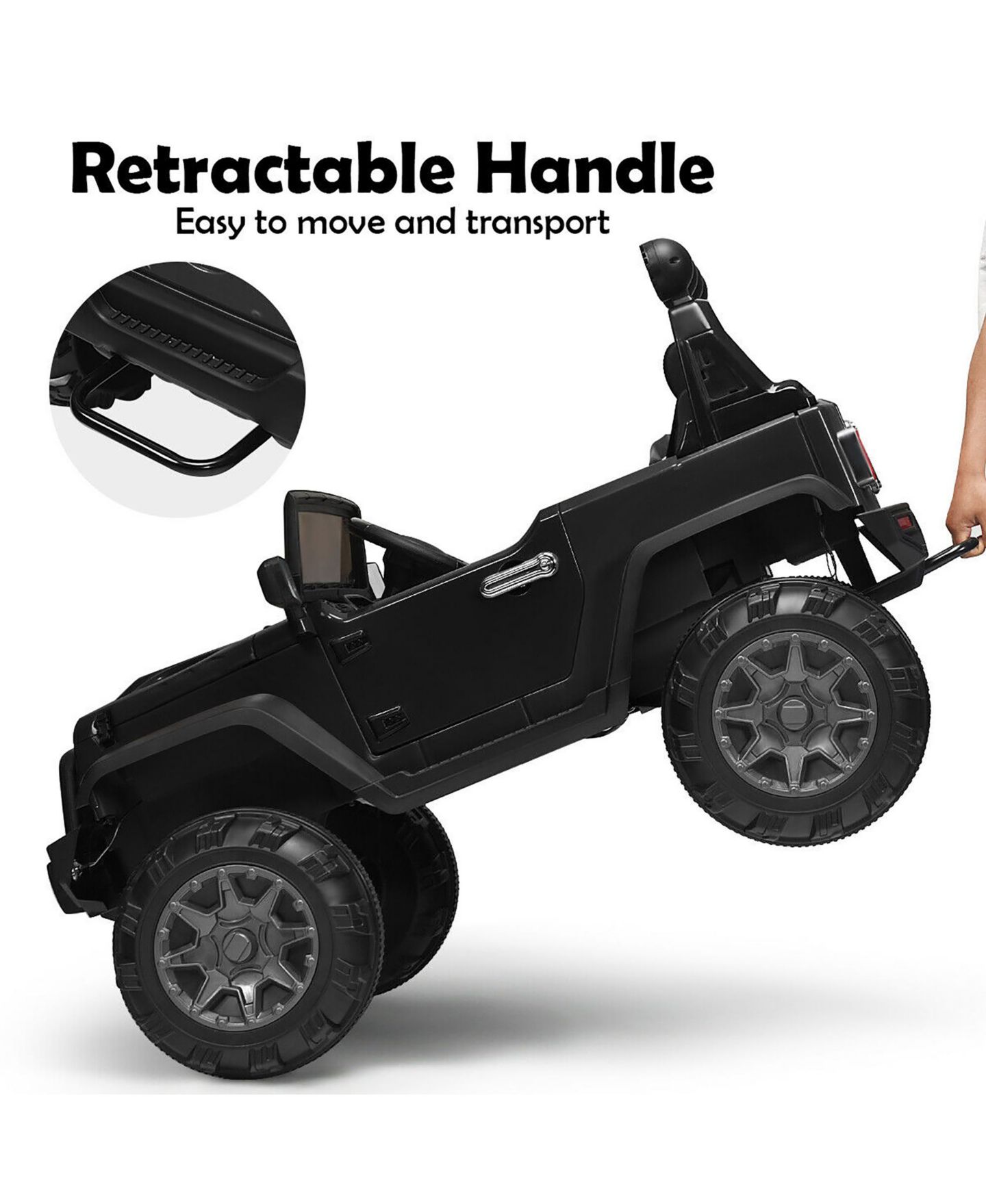 Детская игрушка Costway 12V Kids Ride On Truck Remote Control LED Lights Music, 66 lbs, 3–7 лет, цвет: Чёрный — фото 9