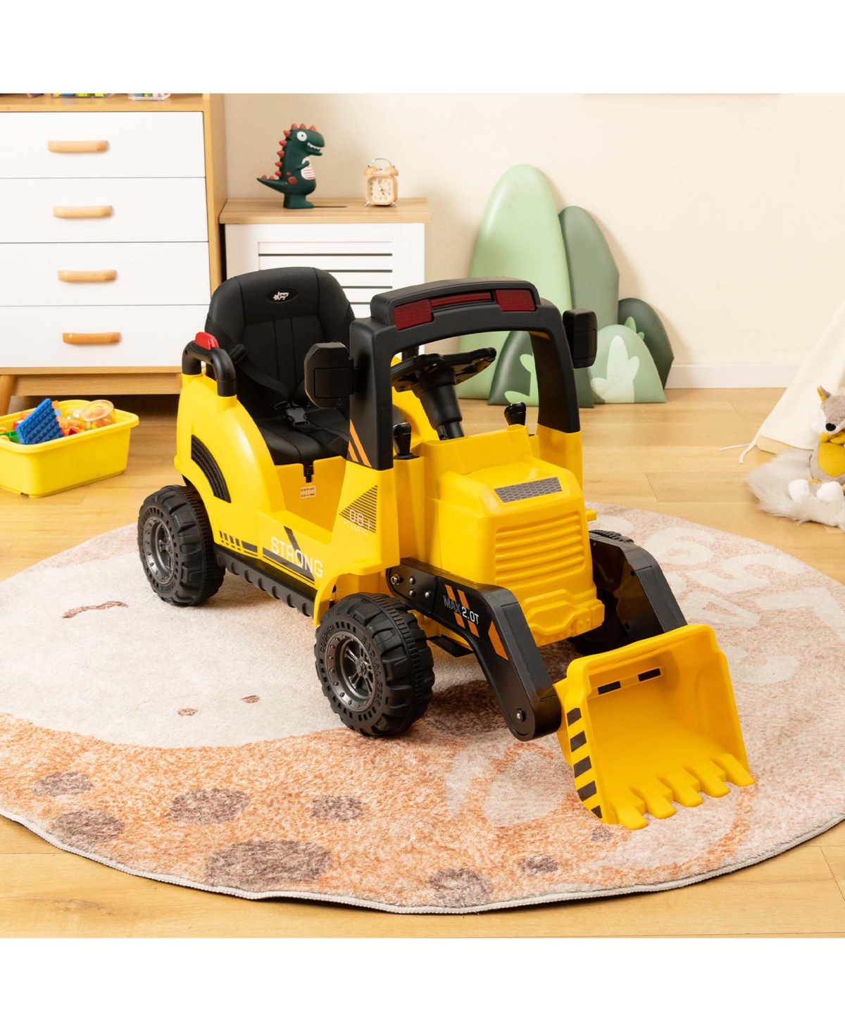 12V Kids Ride On Construction Tractor with Horn & Music & Tail Led Lights