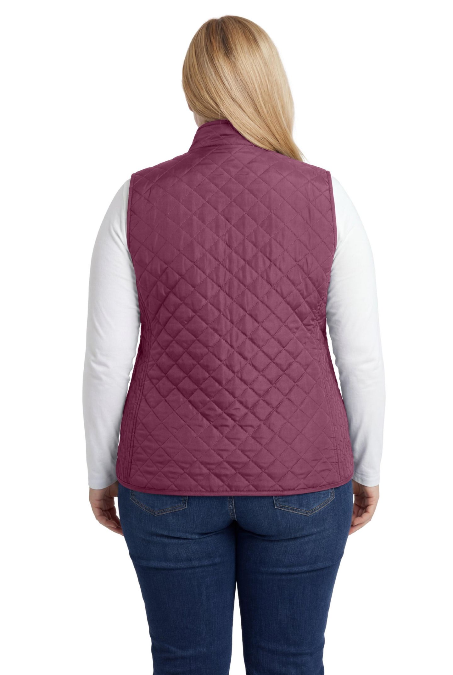 Женский жилет Woman Within Plus Size Within Zip-Front Quilted, цвет: Глубокий бордово-красный — фото 2
