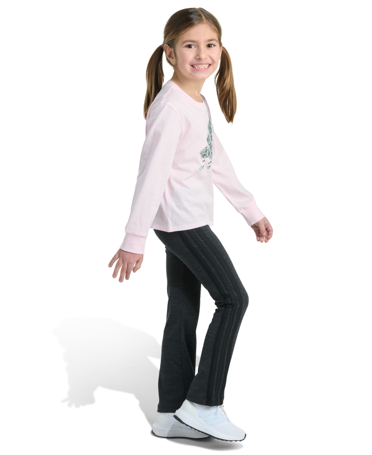 adidas Toddler and Little Girls 2-Piece Long-Sleeve Graphic T-Shirt & Flare Pants Set
