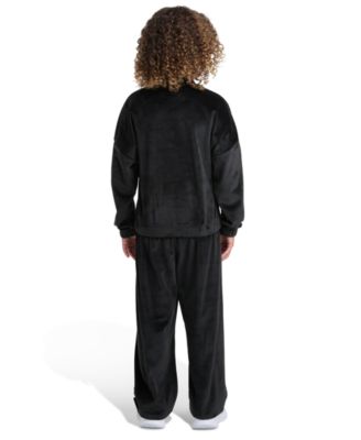 Toddler and Little Girls' Crewneck Velour Sweatshirt and Wide Leg Pants, 2-Piece Set
