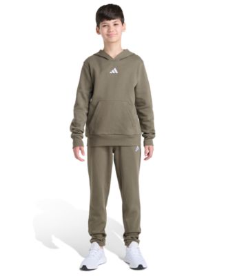 adidas - Big Boys 8-20 2-Piece Long Sleeve Pullover Hoodie and Joggers Essential Small Logo Fleece Set
