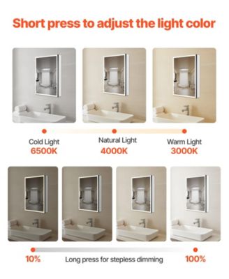 Recessed Lighted Cabinet with Dual Mirrors for Bathroom Storage