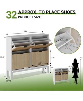 Shoe Storage Cabinet with 4 Flip Drawers, Wooden Shoe Organizer with Legs, Freestanding Hidden Shoe Rack for Entrance, Foyer, Hallway