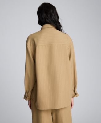 Women's Drop Shoulder Pinstripe Boyfriend Top