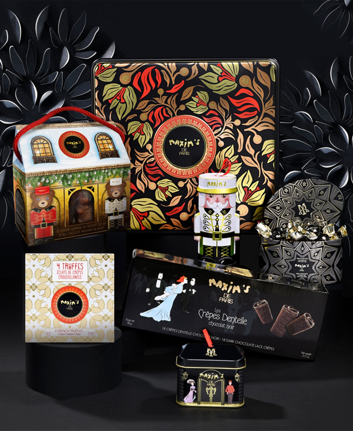 Maxim's De Paris Holiday Gourmet Chocolate Tin Gift Box, 10.4 oz In Multi