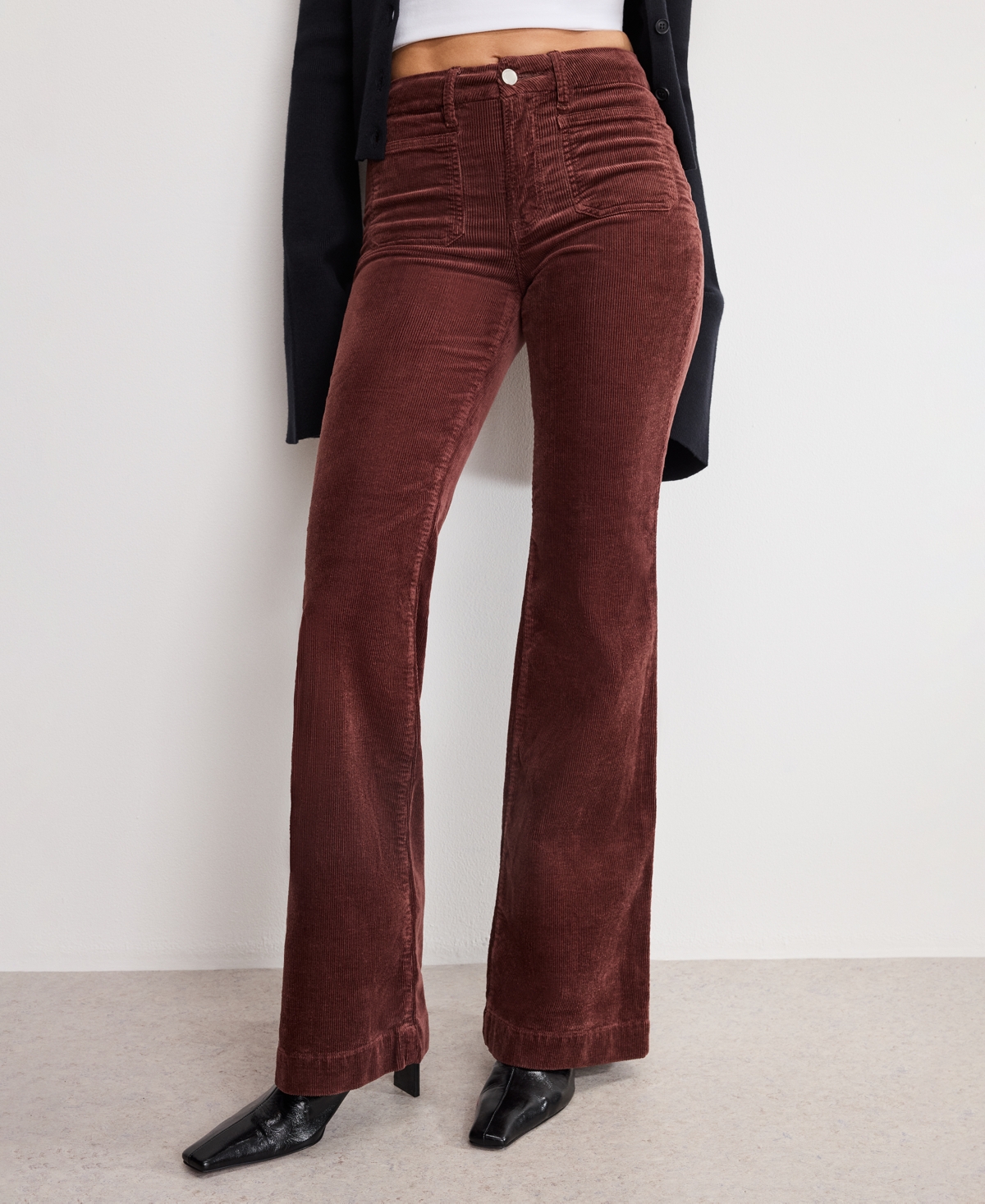 Good American Women's Flare Corduroy Mid-rise Pants In Brown