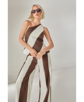 Women's Stripe Tailored One Shoulder Top